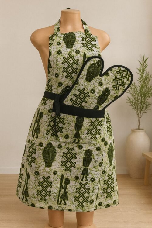 African Patchwork Apron Set – Apron + 2 Oven Mitts
