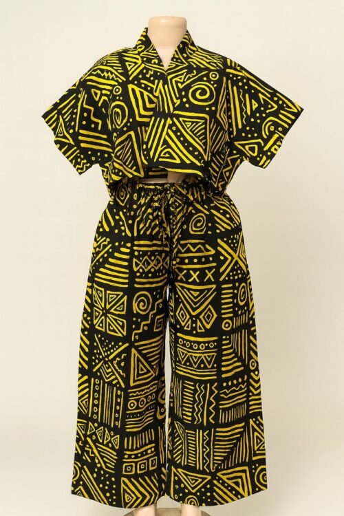 Black & Yellow Tribal Print Two-Piece Set