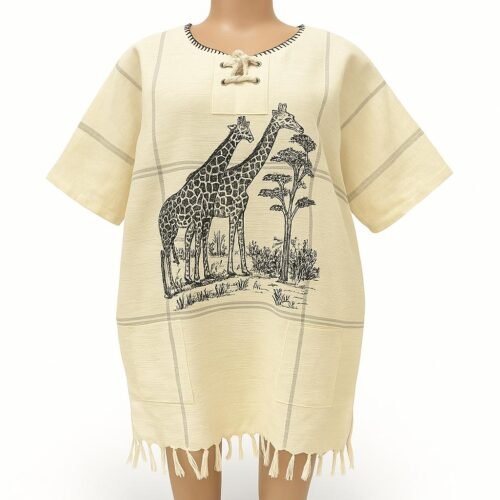 Giraffe Print Tunic – Cream with Safari Motif