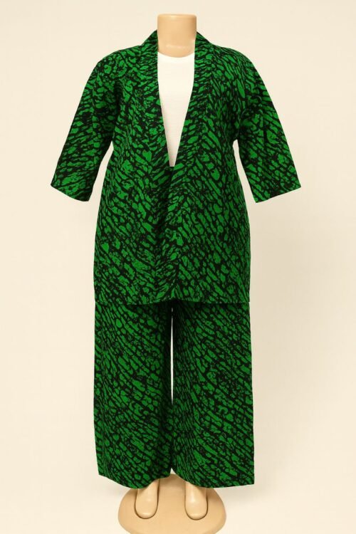 Green & Black African Print Kimono Set – Bold Contemporary Style