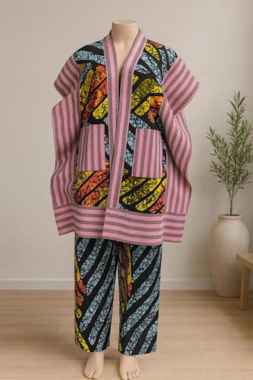 Vibrant African Print 2-Piece Set – Kimono Jacket & Trousers