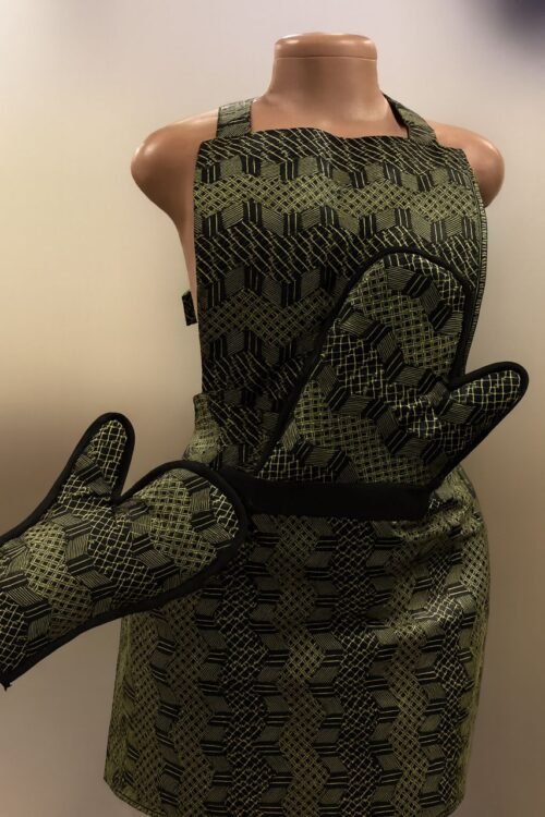 African Patchwork Apron Set – Apron + 2 Oven Mitts