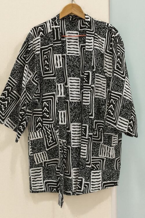 Kimono-Style Jackets Monochrome Maze (Black & White)