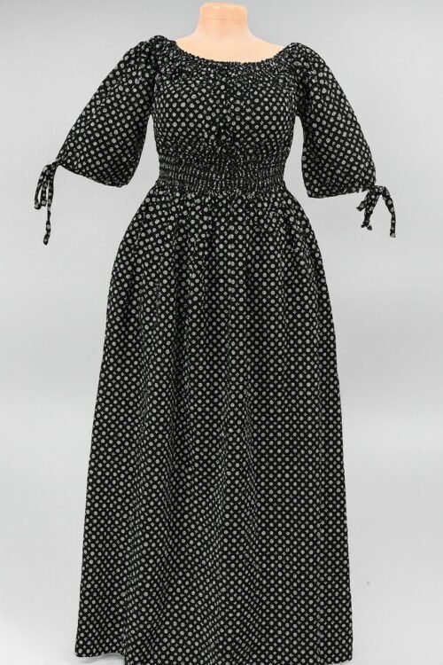 African Floral Maxi Dress – Blue & Black Elegance