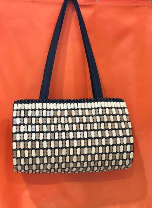 Handcrafted Wooden Bead Shoulder Bag