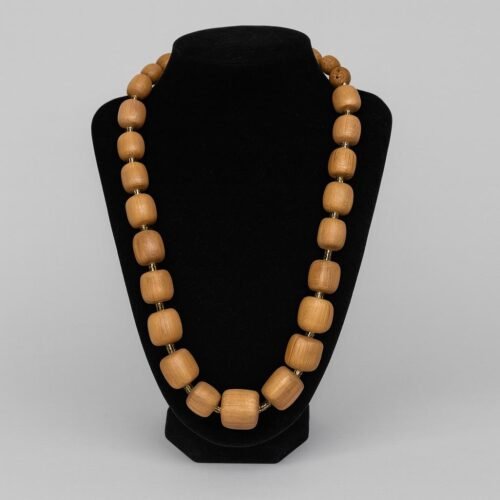 Natural Wood Bead Statement Necklace