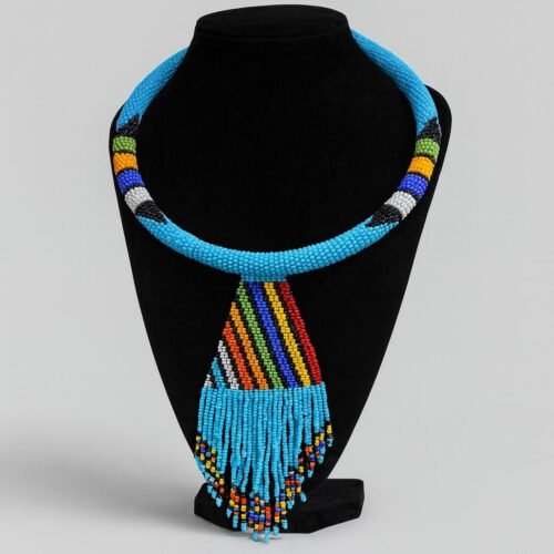 Turquoise Beaded Fringe Necklace