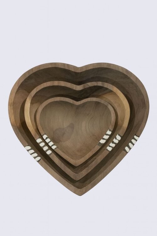 Handcrafted Wooden Bowl Set – Natural Finish with African Design