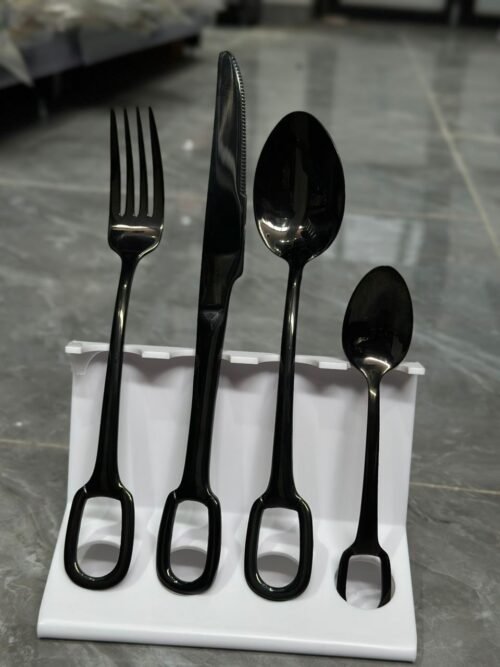Modern Black Stainless Steel Cutlery Set