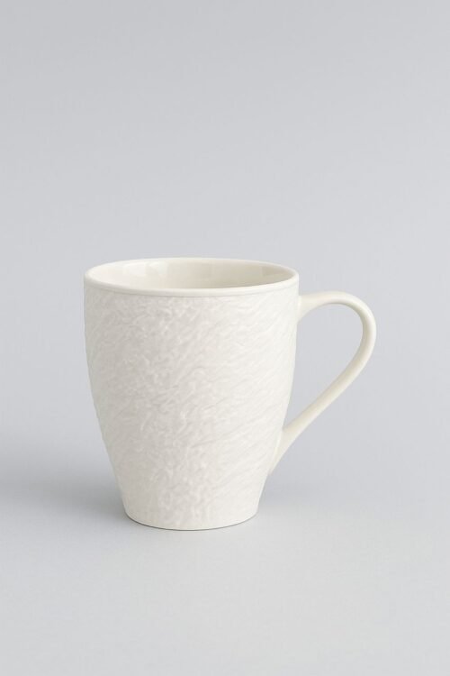 Textured Ceramic Coffee Mug – White and black