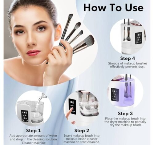 3-in-1 Electric Makeup Brush Cleaner (White)