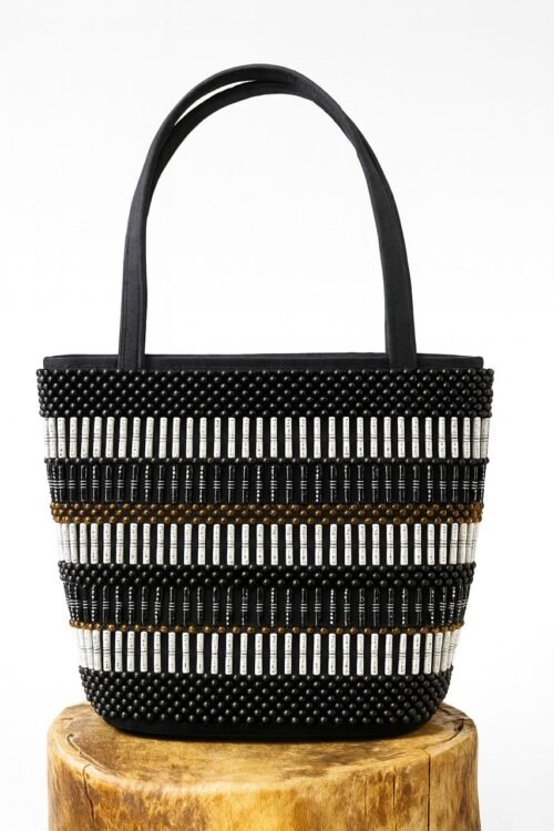 Elegant Black Beaded Tote