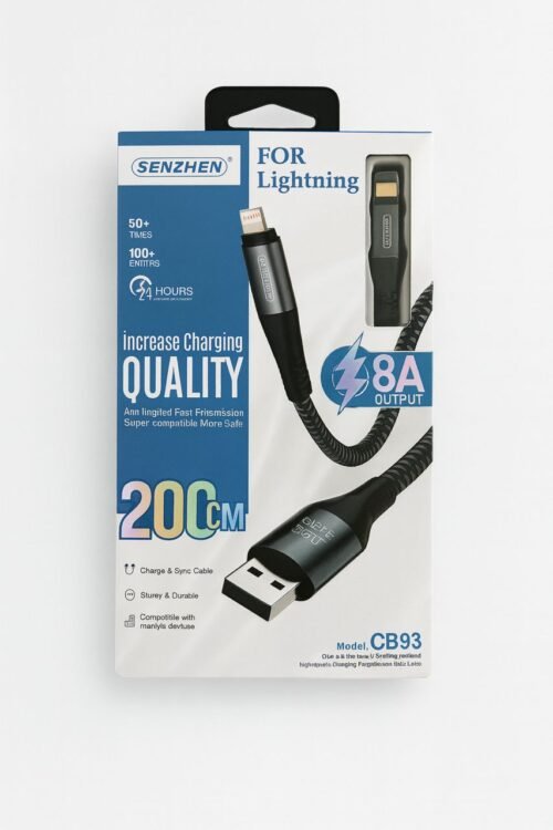 200cm Lightning Charging Cable – Durable 8A Fast Charger