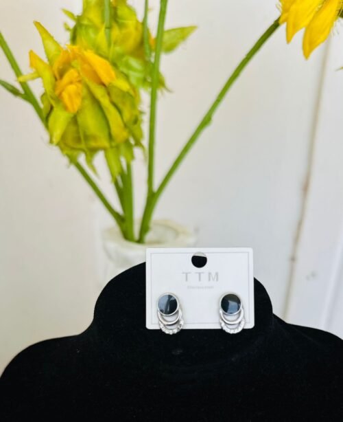 Midnight Silver Halo Studs