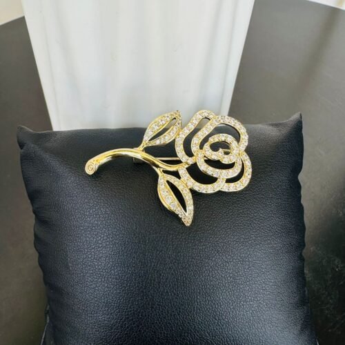 Golden Bloom Crystal Brooch